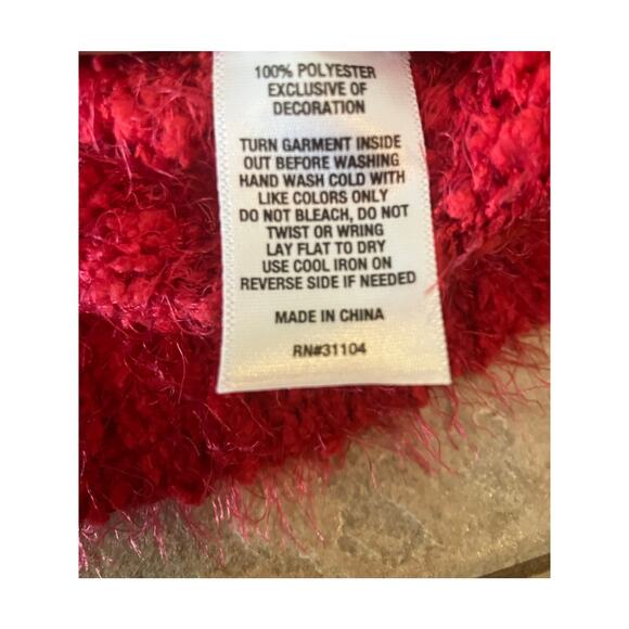 Joyland Red Fuzzy Sequin Christmas Tree Sweater NWT Size M - Picture 4 of 5